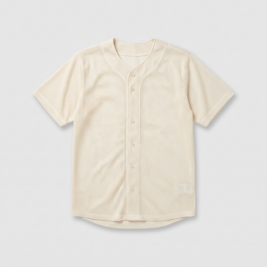 Mesh Baseball Jersey in cream